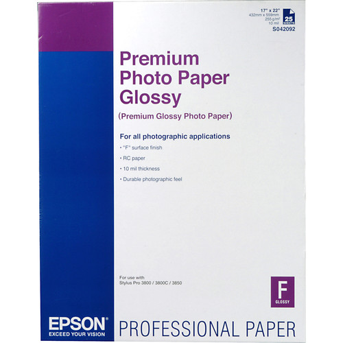 Epson Premium Photo Paper Glossy (17 x 22", 25 Sheets)