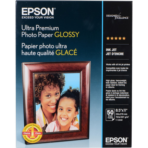 Epson Ultra Premium Photo Paper Glossy (8.5 x 11", 50 Sheets)