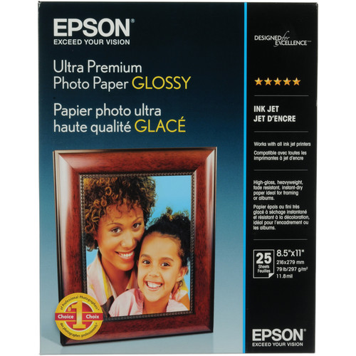 Epson Ultra Premium Photo Paper Glossy (8.5 x 11", 25 Sheets)
