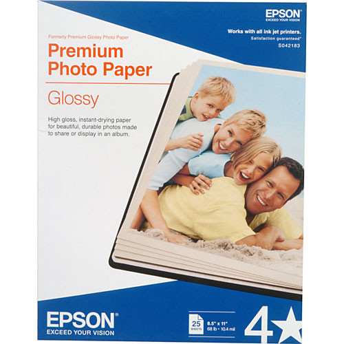 Epson Premium Photo Paper Glossy (8.5 x 11", 25 Sheets)