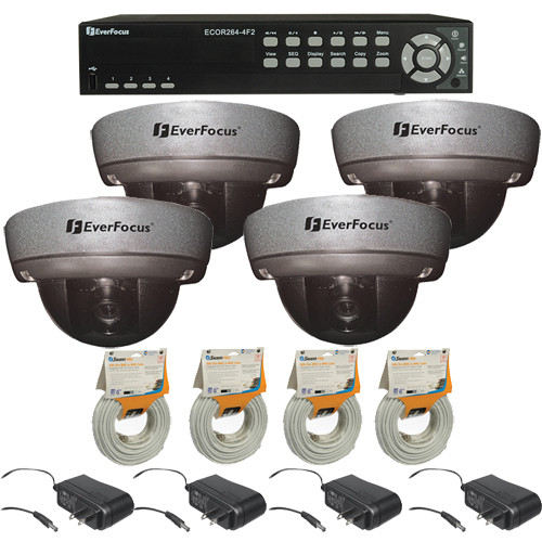 EverFocus ECOR264-4F2 4-channel H.264 DVR (500 GB) w/ Vandal Proof Dome Camera Kit