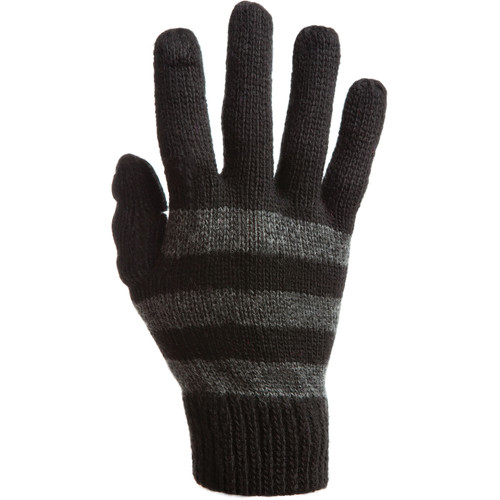 Freehands Women's Stripe Wool Knit Gloves (Charcoal)