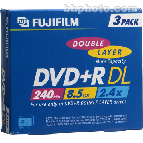 FUJIFILM 8.5GB 2.4x DVD+R DL Discs - 3 Pack 25302913 B&H Photo