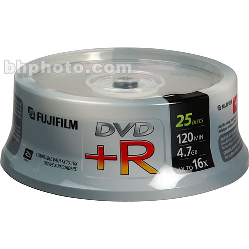 FUJIFILM 4.7GB 16x DVD+R Discs - 25 Spindle Pack 25303025 B&H