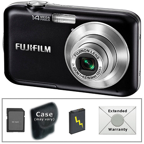 FUJIFILM FinePix JV200 Digital Camera with Deluxe Accessory Kit (Black)
