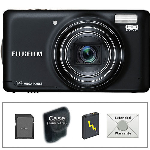 FUJIFILM FinePix T350 Digital Camera (Black) with Deluxe Accessory kit