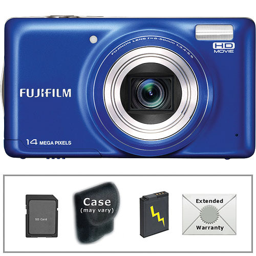 FUJIFILM FinePix T350 Digital Camera (Blue) with Deluxe Accessory kit