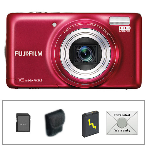FUJIFILM FinePix T400 Digital Camera (Red) with Deluxe Accessory Kit