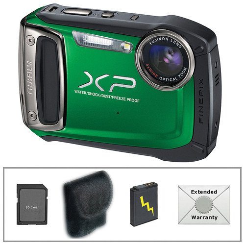 FUJIFILM FinePix XP100 Digital Camera (Green) with Deluxe Accessory Kit