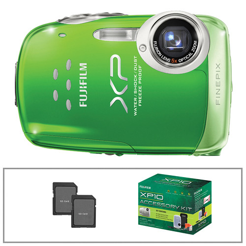FUJIFILM FinePix XP10 Digital Camera with Basic Accessory Kit (Green)