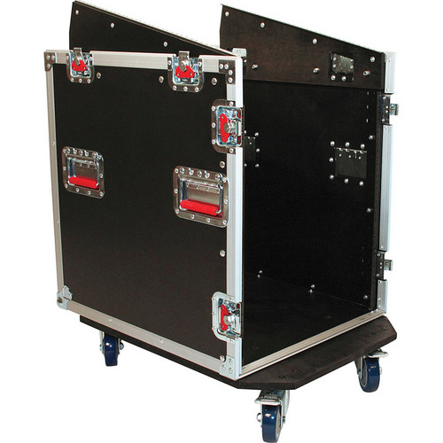 Gator ATA Console Wood Flight Rack Case; 10U Top; 2U Bottom (Black)
