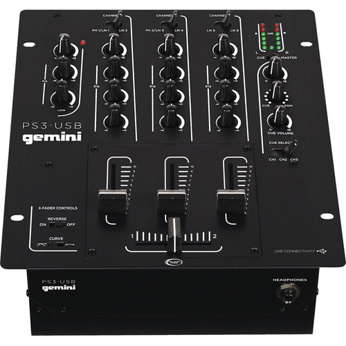 Gemini PS3-USB Professional 10" 3-Channel Stereo DJ Mixer