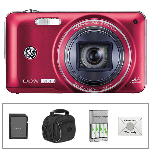 General Electric E1410SW Digital Camera with Deluxe Accessory Kit (Red)