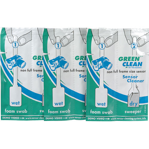 Green Clean Wet Foam & Dry Sweeper Sensor Cleaners (Non-Full Frame Size) - 2 Cleaners - 3 Packs