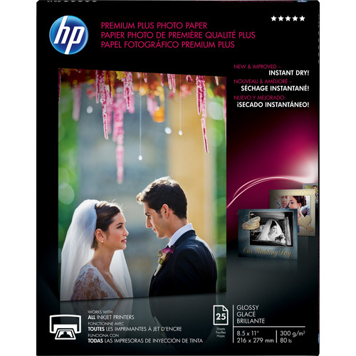 HP Premium Plus Photo Paper, Glossy (25 Sheets, 8.5 x 11")