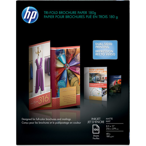HP Tri-fold Brochure Paper (Matte) - 8.5x11" - 100 Sheets