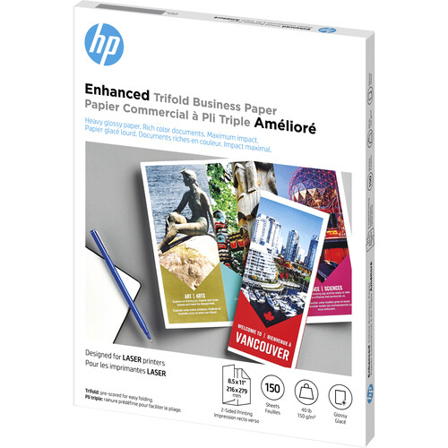 HP Q6612A Laser Glossy Tri-Fold Brochure Paper Q6612A B&H Photo