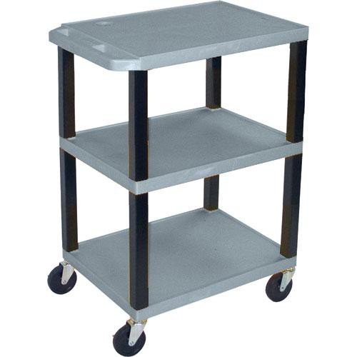 Luxor WT1642EG Tuffy Open Shelf A/V Cart - 24 x 16-42 x 18" (Gray)