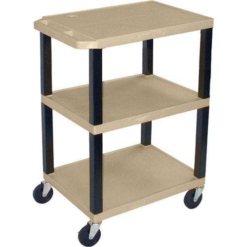 H. Wilson WT1642EPQ Tuffy Open Shelf A/V Cart - 24 x 16-42 x 18" (Putty)