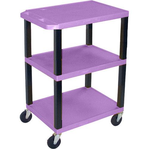 Luxor WT1642EP Tuffy Open Shelf A/V Cart - 24 x 16-42 x 18" (Purple)