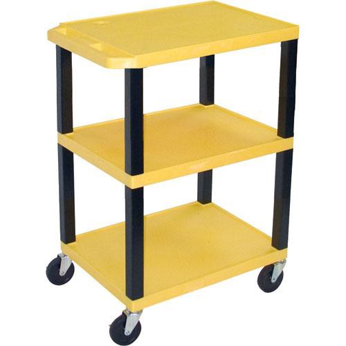 Luxor WT1642EY  Tuffy Open Shelf A/V Cart - 24 x 16-42 x 18" (Yellow)