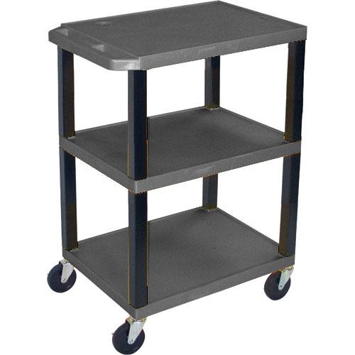 Luxor WT1642E  Tuffy Open Shelf A/V Cart - 24 x 16-42 x 18" (Black)