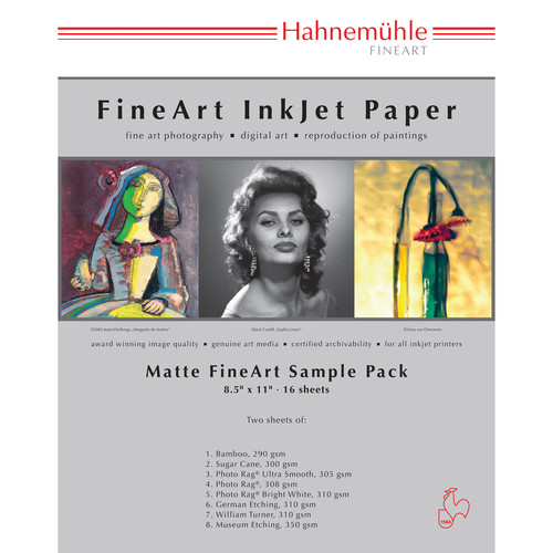 Hahnemuhle 10640333D Sample Pack (8.5 x 11", 16 Sheets of Paper, Matte)