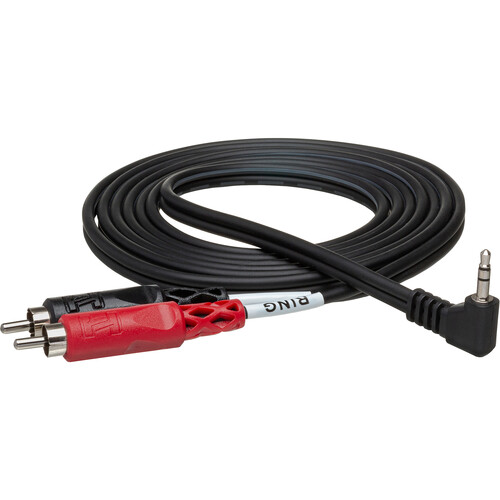Hosa Technology Stereo Mini Angled Male to 2 RCA Male Y-Cable - 3'