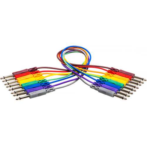 Hosa Technology Patchbay 1/4" Phone Male to 1/4" Phone Male Cable - 1' (set of 8)