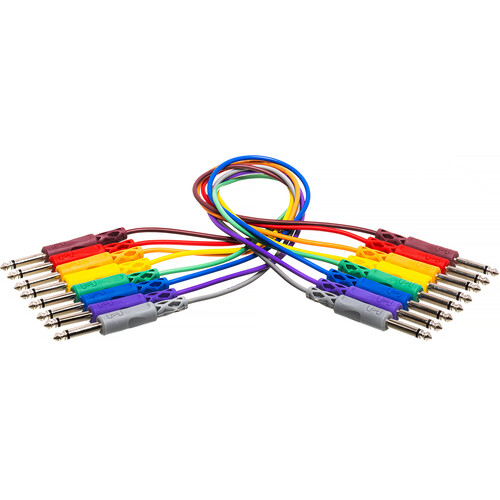 Hosa Technology Patchbay 1/4" Phone Male to 1/4" Phone Male Cable - 1.5' (set of 8)