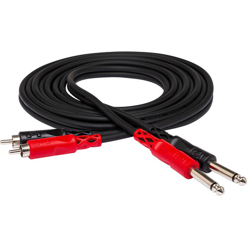 Hosa Technology Two 1/4" Male to Two RCA Male Unbalanced Cable (Molded) - 20'