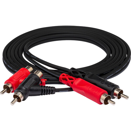 Hosa Technology 2 RCA Male to 2 RCA Angled Male + Female Junction Cable - 6.5'