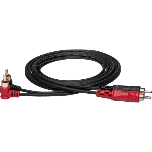 Hosa Technology 2 RCA Male to 2 RCA Angled Male Dual Audio Cable - 6.5'
