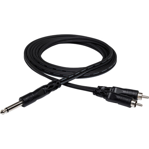 Hosa Technology Mono 1/4" Phone Male to 2 RCA Male Y-Cable - 6.6'