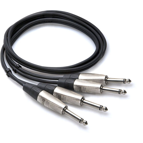 Hosa Technology Pro Stereo Dual REAN 1/4" M to 1/4" M TS Cable - 1.5'