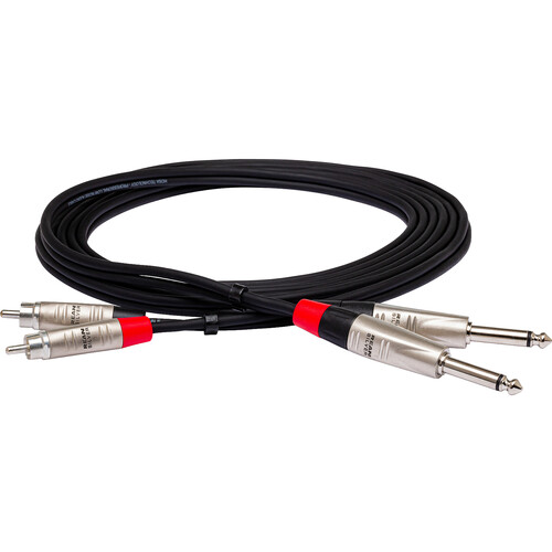 Hosa Technology HPR-003X2 Dual 1/4" TS Male to Dual RCA Male Stereo Audio Cable (3')