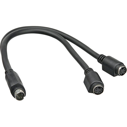 Hosa Technology S-Video Y-Cable, 4-pin Mini-DIN M to Dual 4-pin Mini DIN F - 10"