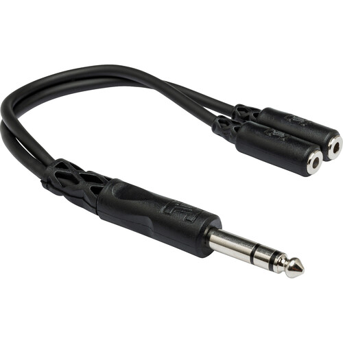 Hosa Technology 1/4" Stereo Male to 2 3.5mm Stereo Female Y Cable (6")