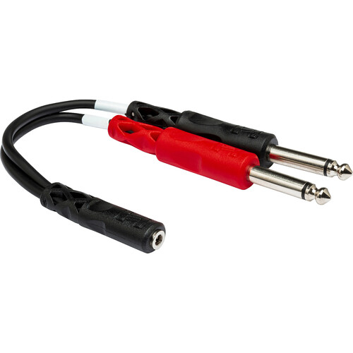 Hosa Technology Stereo Mini Female to 2x 1/4" Mono Male Y-Cable - 6"