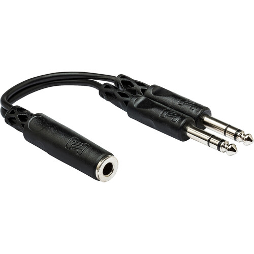 Hosa Technology Stereo 1/4" Female to 2 Stereo 1/4" Male Y-Cable - 6"
