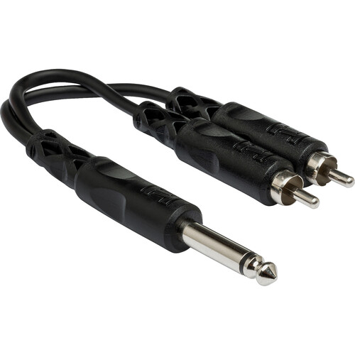 Hosa Technology Mono 1/4" Male to 2 RCA Male Y-Cable - 6"