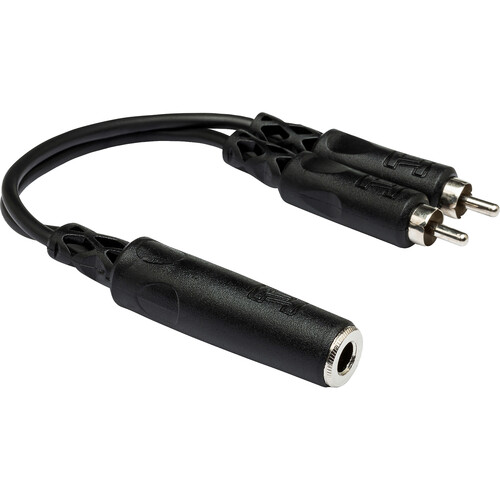 Hosa Technology Mono 1/4" Female to 2 RCA Male Y-Cable - 6"
