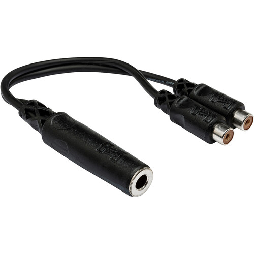 Hosa Technology Mono 1/4" Phone Female to 2 RCA Female Y-Cable - 6"