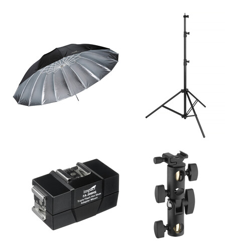 Impact 7' Parabolic Umbrella (Silver) With Light Stand Kit