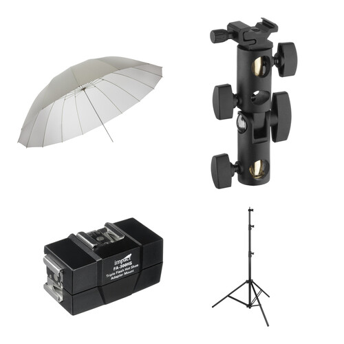 Impact 7' Parabolic Umbrella (White Diffusion) With Light Stand Kit