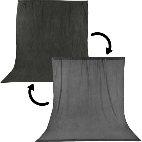 Impact Reversible Crushed Muslin Background (Charcoal/Smoke Gray, 10 x 12')