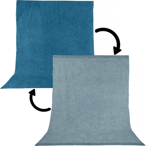 Impact Reversible Muslin Background (Stone Blue/Nickel, 10 x 12')