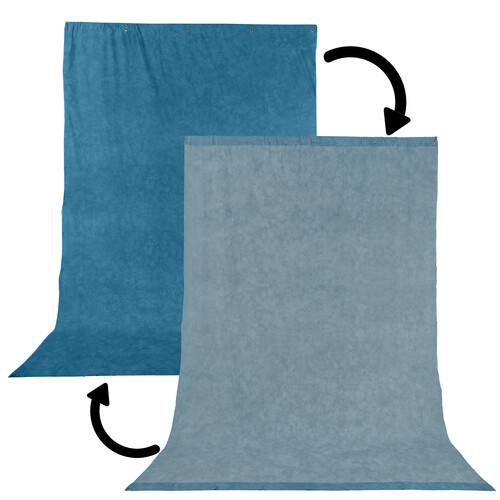 Impact Reversible Muslin Background (Stone Blue/Nickel, 10 x 24')