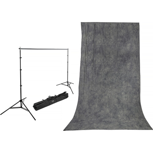 Impact Background Kit with 10 x 24' with Gray Mist Crushed Muslin Backdrop