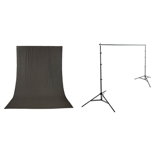 Impact Background Kit with 10 x 12' Solid Dark Gray Muslin Backdrop